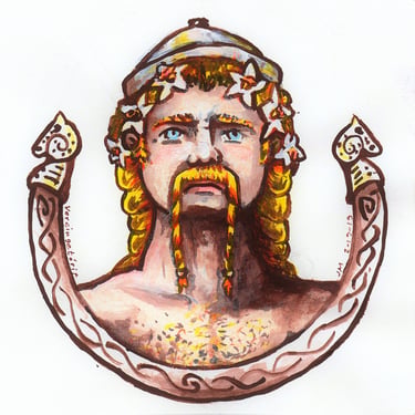 Retrato por Jaum de Vercingetorix com aquarela e tintas, realizado em 2019.