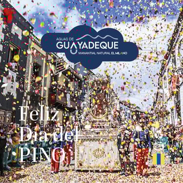 Procesión Día del Pino en Teror, Gran Canaria, con lluvia de pétalos y Aguas de Guayadeque.