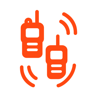 Icono de radios conectados en red sin nodo central, representando comunicación MESH autónoma y resis