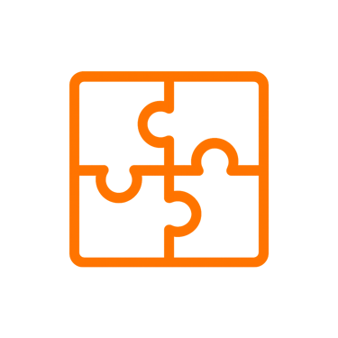 Ícono de flexibilidad operativa con piezas de rompecabezas