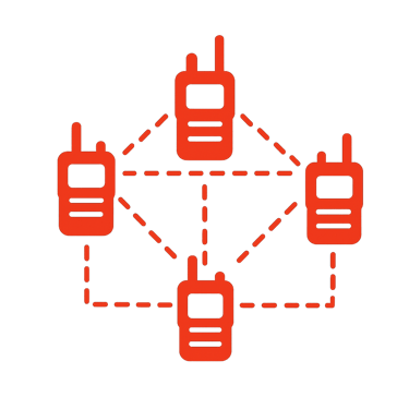 Diagrama de red MESH con radios interconectados
