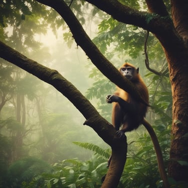 A blue coach bus with travel agency branding is crossing a narrow stone bridge surrounded by lush greenery. In the distance, a few people can be seen walking on a country road.