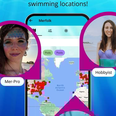 a mobile screenshot of the MerLocator, the mapp on MerMapp to find merfolk or freediving buddies in your vecinity