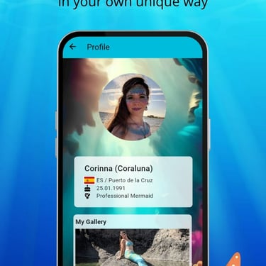 a screenshot of a user profile on MerMapp, showcasing how you can express your love for the oceans in your own unique way