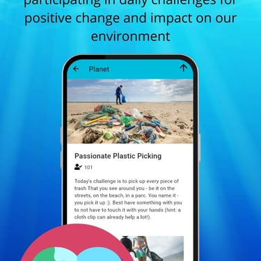 a mobile screenshot of MerMapp's daily challenges as an example of how to make waves for our planet with MerMapp
