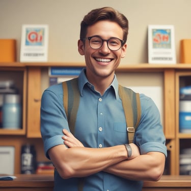 A happy customer giving a thumbs up in a legal office.