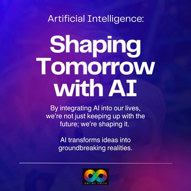 a person holding a cell phone with the words shaping tomorrowg tomorrow with AI