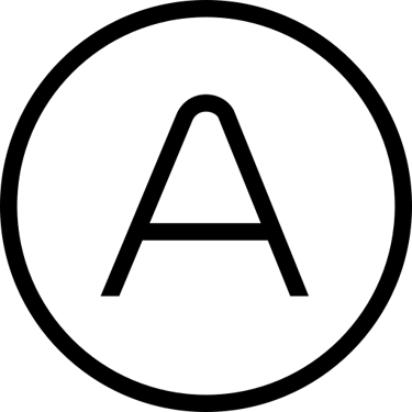 lettre A noire dans un cercle noir