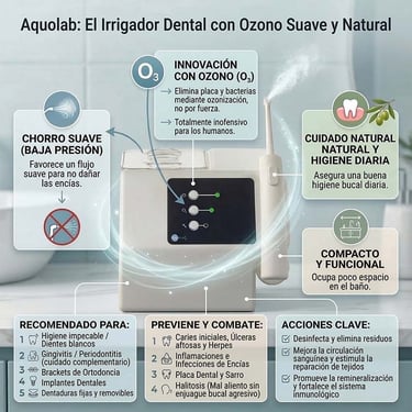 Descripción de las funciones y cuidados del irrigador dental Aquolab Home