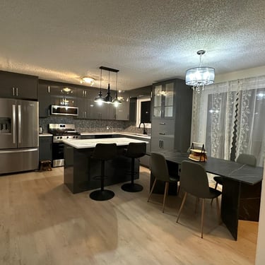 High Glossy grey cabinets 