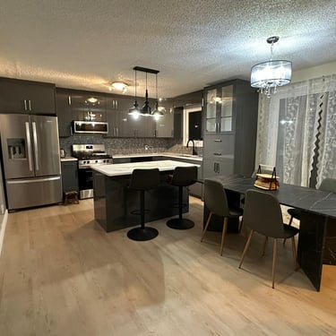 High Glossy grey cabinets 