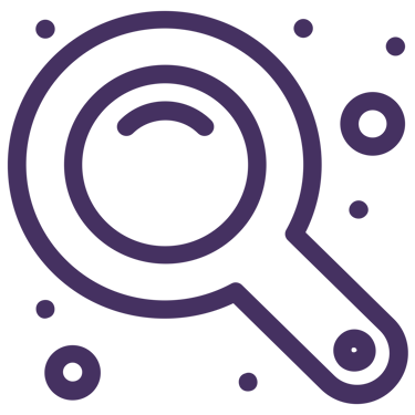 Ícone de lupa representando a funcionalidade de pesquisa e descoberta.