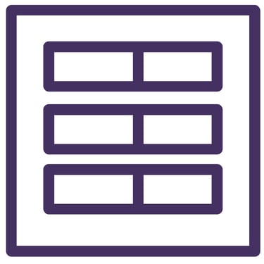 Ícono de cuadrícula lineal violeta que representa una tabla.