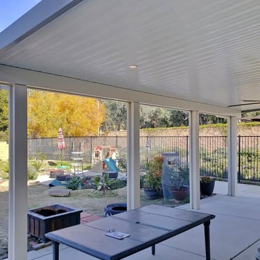 Patio with outdoor playset.