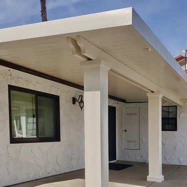 Outdoor cover with square columns.