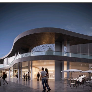 Rendu 3D Mall Commercial — Vue parvis