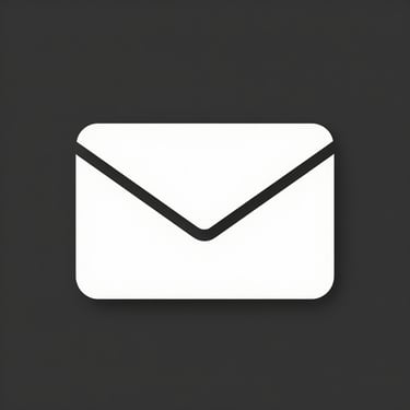 White envelope email icon on a dark gray rounded square background for contact and messaging.