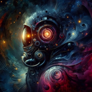 Futuristic astronaut art, beautiful nebulae