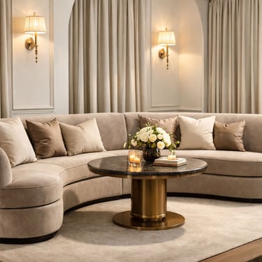 Luxury custom curved banquette with premium upholstery