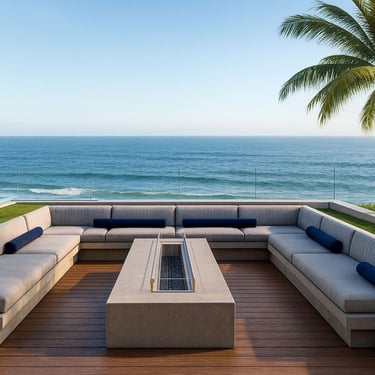 Custom outdoor sectional for a coastal terrace