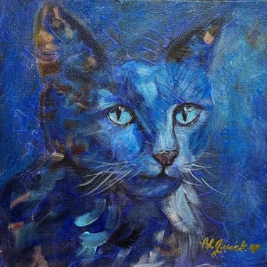 “Mr. Blue” cat painting 