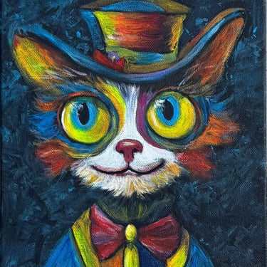 “Mr. Hipster” cat painting 
