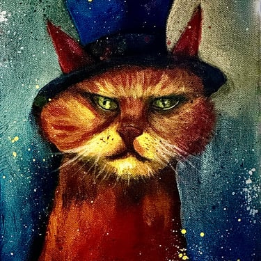 “Wise Guy” cat painting 