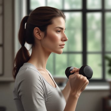 A smiling man engaged in a personal training session at home.