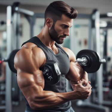 A smiling man engaged in a personal training session at home.