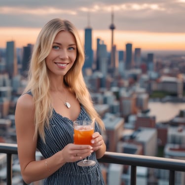 A vibrant cocktail with a lime garnish on a wooden table.