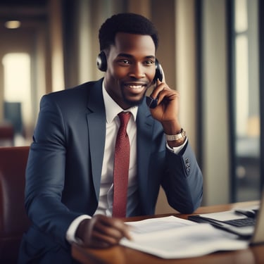 A diverse group of professionals discussing in a modern office setting.