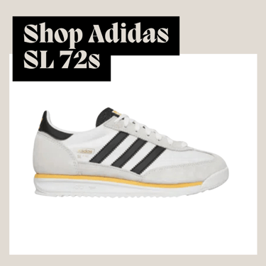 An image of Adidas SL 72 sneakers, with the text "Shop Adidas Sl 72s"