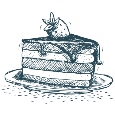 illustration bleue d'un gâteau fraisier