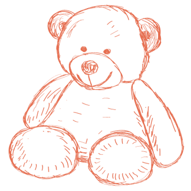 illustration orange d'un ourson en peluche