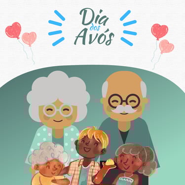 UMA IMAGRM COM VOVÓ, VOVÕ E SEUS NETINHOS SORRINDO E FELIZES