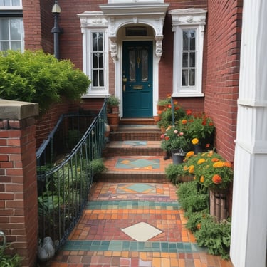 A close-up of vibrant Victorian tiles after cleaning.