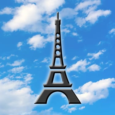 Eiffel tower icon on blue sky background