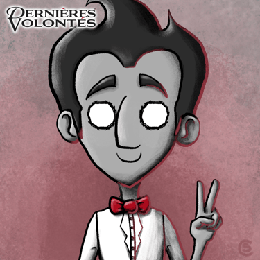 a cartoon character with a peace sign