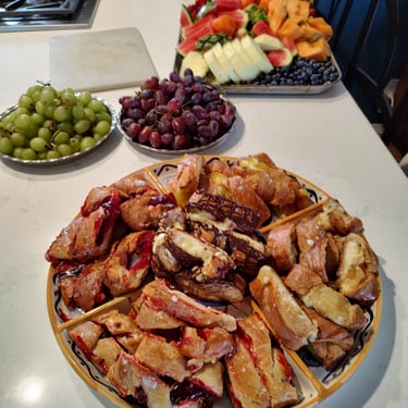 Assorted pastries on serving dish