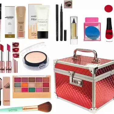 a variety of cosmetics products including makeup and cosmetics