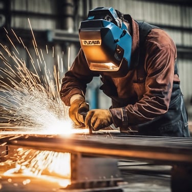 a man using a grinder on a piece of metal