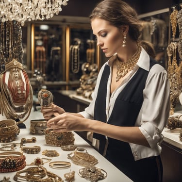 a woman is working on a project in a jewelry store