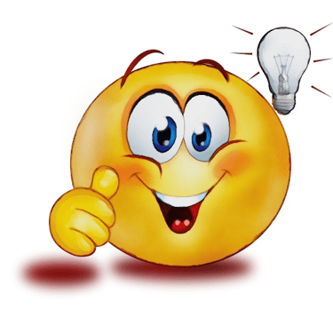 a smiley face with a light bulb bulb in the background
