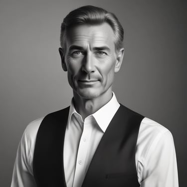 A smiling middle-aged man looking confident outdoors.