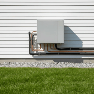 Pompe à chaleur air-eau pour chauffage central installée par BH Bruno Holin à Montvendre