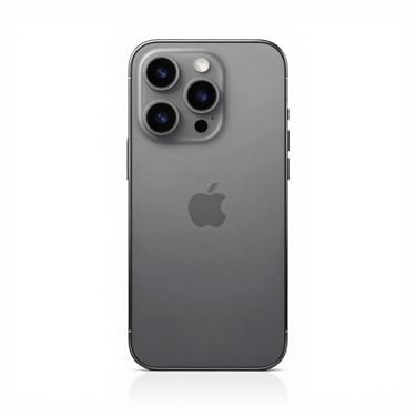 Centered straight-on shot of a modern smartphone on a crisp white background, bright studio lighting.