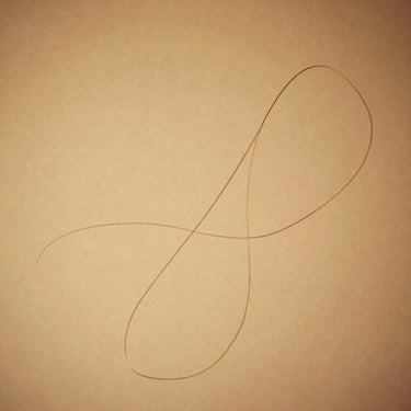 Minimalist album cover art featuring abstract organic lines on warm beige background, vintage 35mm style.