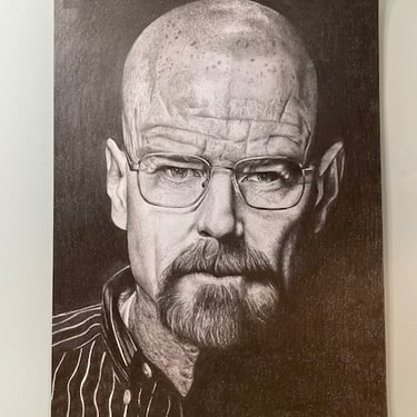 ritratto fatto a mano realistico del celebre ''Heisemberg'' Walter White  della serie TV Breacking Bad