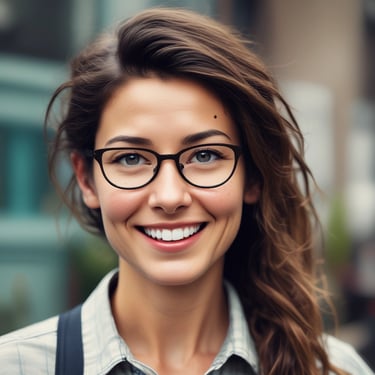 Mujer con lentes, joven.