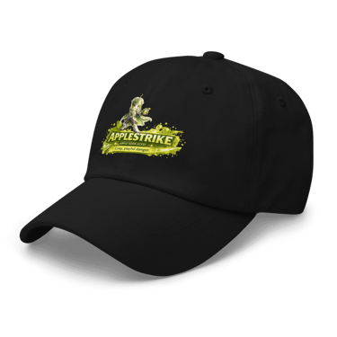 applestrike coffee hero logo printed black cap side view